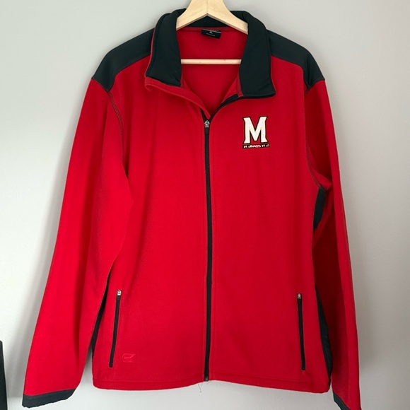 Maryland Terrapins Full Zip Fleece Jacket Mens Red w/Gray XL - Picture 1 of 15